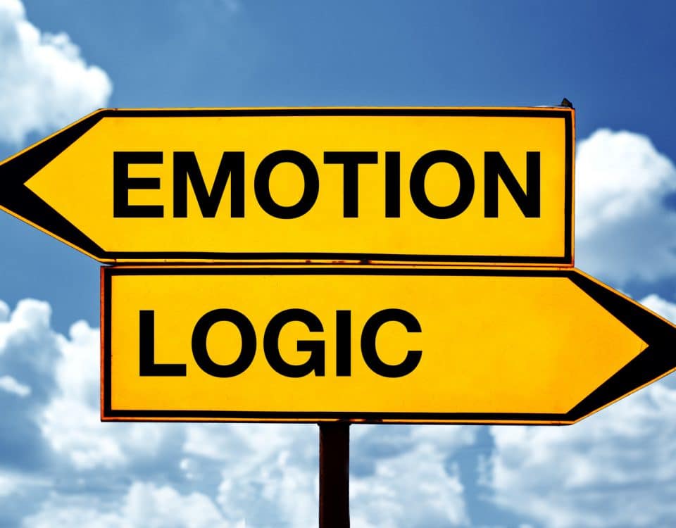 Impostor Syndrome background emotion vs logic sign