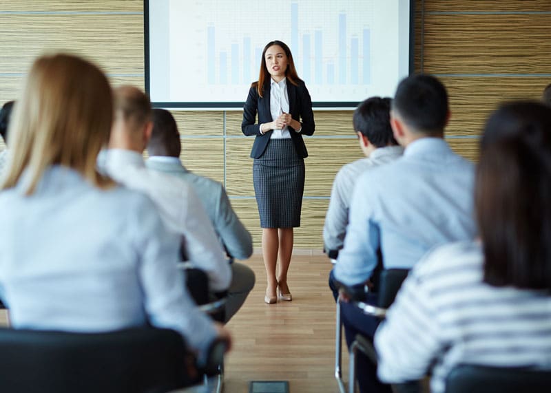woman giving a professional presentation