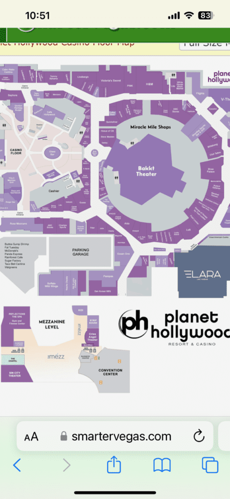 map of Planet Hollywood - Las Vegas