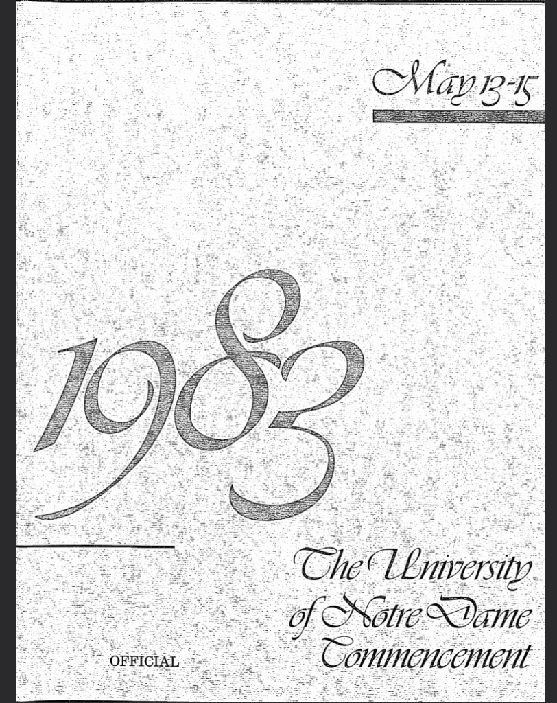 Notre Dame commencement program