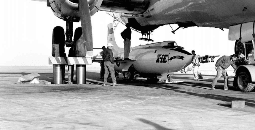 Bell X-1 beneath a B-29 mothership, illustrating the historic breakthrough Maureen Zappala references to show how challenging long-held assumptions can lead to extraordinary results.